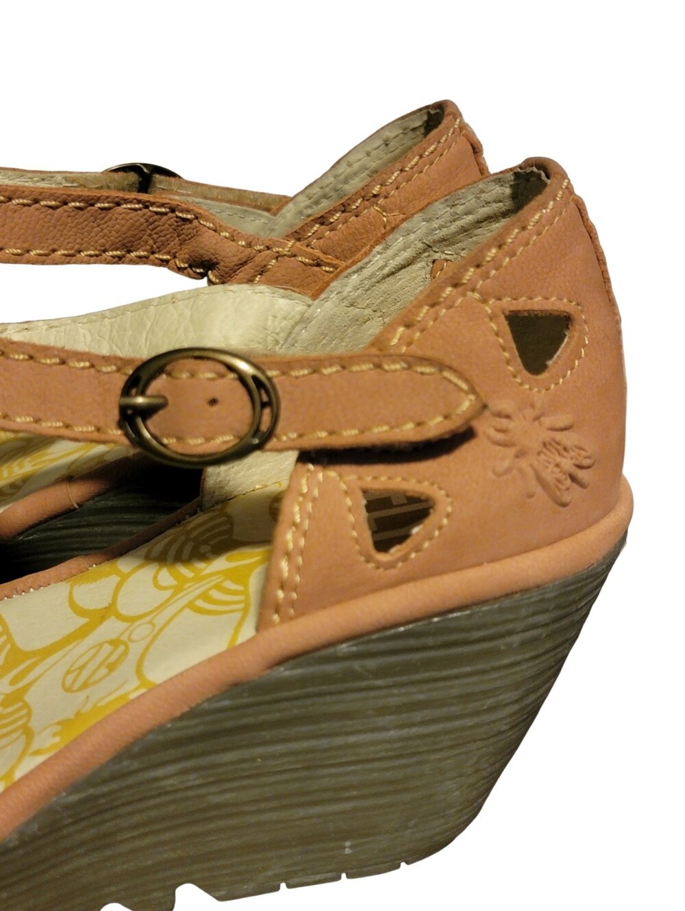 FLY LONDON Yuna Dusty Rose Blush Pink Nubuck Leather Mary Jane Wedges 36 US 5.5 - Picture 5 of 10